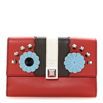FENDI Vitello Century Lucido Hypnoteyes Studded Kan I French Wallet Bloody Mary Carbone Multicolor