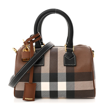 BURBERRY E-canvas Check Mini Bowling Bag Dark Birch Brown