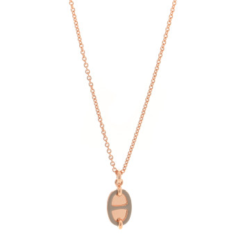 HERMES Metal Enamel Mini Maillon Pendant Necklace Rose Candeur
