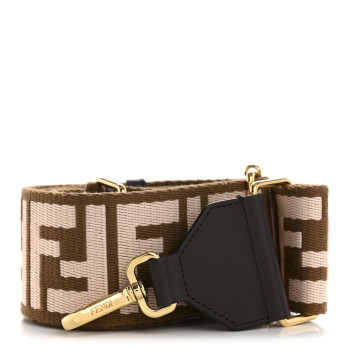 FENDI Ribbon Vitello Century FF 1974 Embroidered Adjustable Strap You Fango Rosa Confetto Chocolate