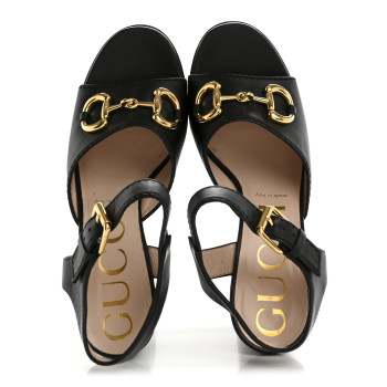 GUCCI Nappa Charlotte Horsebit 40/135mm Platform Sandals 40 Black