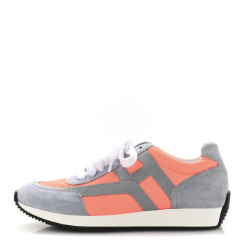 HERMES Suede Goatskin Technical Canvas Epsom Chris Sneakers 38