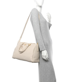 PRADA Vitello Daino Bauletto Tote Talco
