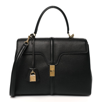 CELINE Grained Calfskin Classique 16 Top Handle Bag Black
