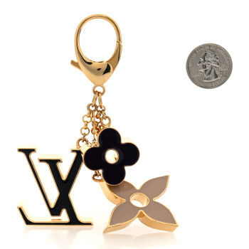 LOUIS VUITTON Metal Enamel Fleur De Monogram Bag Charm Dore