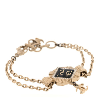 CHANEL Crystal CC Square Bracelet Gold