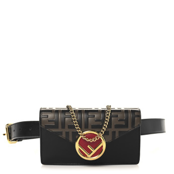 FENDI Vitello Liberty F is Fendi Bi-Color FF 1974 Embossed Envelope Belt Bag Maya Black