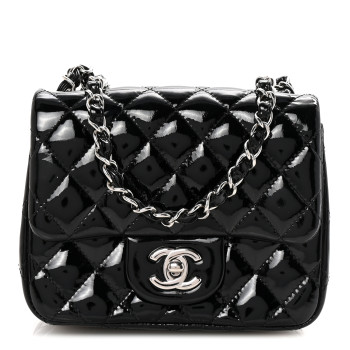 CHANEL Patent Calfskin Quilted Mini Square Flap Black