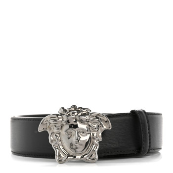 VERSACE Textured Calfskin 4cm La Medusa Belt 90 36 Black