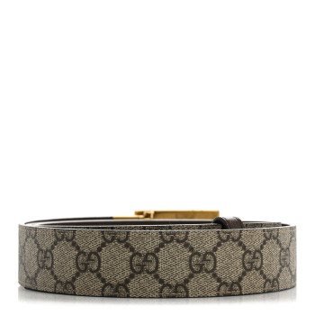 GUCCI Supreme Monogram Calfskin Square G 35mm Belt 115 46 Brown