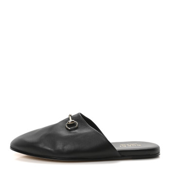 GUCCI Calfskin Mens Horsebit Slippers 9 Black