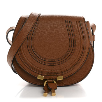 CHLOE Calfskin Mini Marcie Round Crossbody Bag Tan