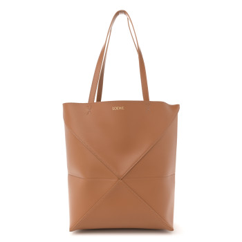 LOEWE Shiny Calfskin Medium Puzzle Fold Tote Warm Desert