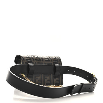 FENDI Vitello Liberty F is Fendi Bi-Color FF 1974 Embossed Envelope Belt Bag Maya Black