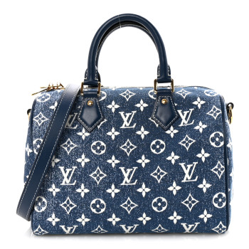 LOUIS VUITTON Monogram Jacquard Denim Speedy Bandouliere 25 Bleu