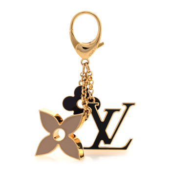 LOUIS VUITTON Metal Enamel Fleur De Monogram Bag Charm Dore