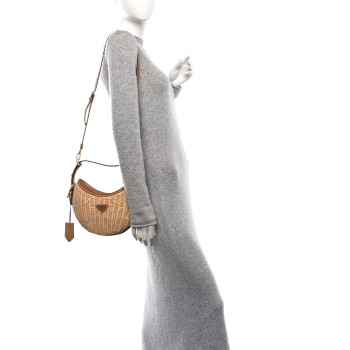 PRADA Wicker Arque Shoulder Bag Natural
