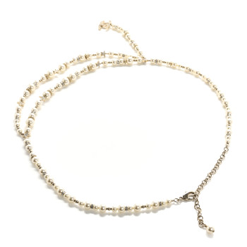 CHANEL Pearl Crystal CC Star Belt Gold Pearly White CHANEL Pearl Crystal CC Star Belt Gold Pearly White