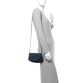 CHANEL Caviar Half Moon Wallet On Chain WOC Dark Blue