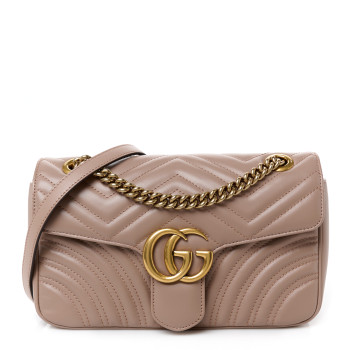 GUCCI Calfskin Matelasse Small GG Marmont Shoulder Bag Porcelain Rose