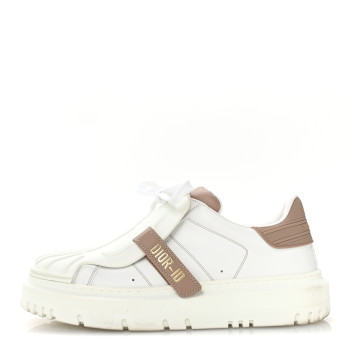 CHRISTIAN DIOR Calfskin Bi-Color Dior-ID Platform Sneakers 40.5 White Nude