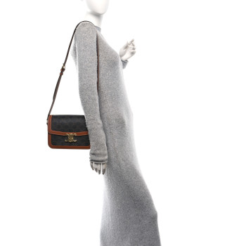 CELINE Triomphe Canvas Calfskin Medium Triomphe Bag Tan