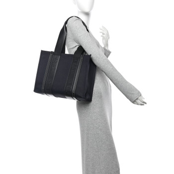 CHLOE Calfskin Linen Medium Woody Tote Deep Denim