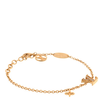 LOUIS VUITTON Metal Crystal LV Iconic Bracelet Gold