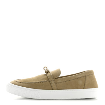 HERMES Suede Goatskin Game Slip On Sneakers 38 Beige Lin