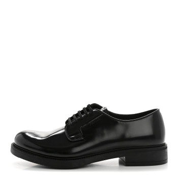 PRADA Spazzolato Mens Derby Loafers 8 Black