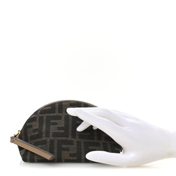 FENDI Fabric Jacquard FF 1974 Small Beauty Pouch Tobacco Moro Black