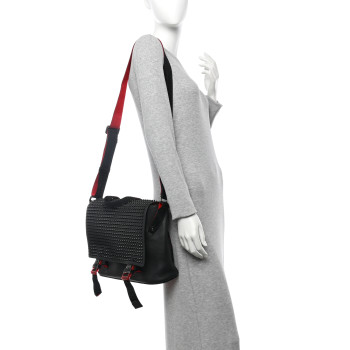 CHRISTIAN LOUBOUTIN Calfskin Spikes Loubiclic Messenger Black