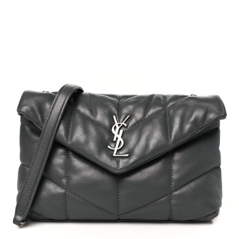 SAINT LAURENT Lambskin Quilted Toy Loulou Puffer Monogram Chain Satchel Storm