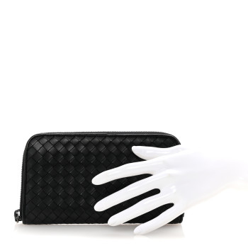 BOTTEGA VENETA Nappa Intrecciato Zip Around Wallet Black