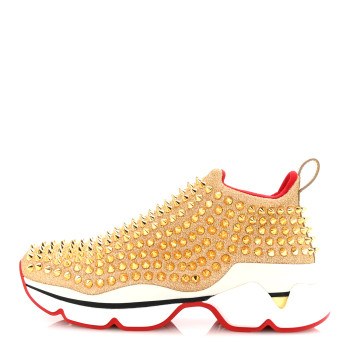 CHRISTIAN LOUBOUTIN Neo Lame Spike Sock Donna Flat Sneakers 36 Gold