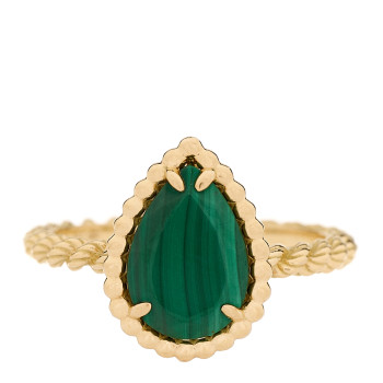 BOUCHERON 18K Yellow Gold Malachite Small Serpent Boheme Ring 50 5.25