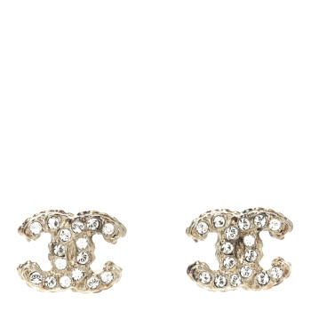 CHANEL Crystal CC Earrings Gold