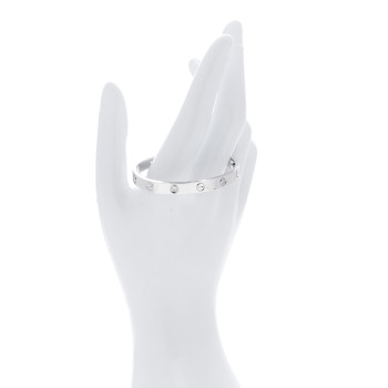 CARTIER 18K White Gold 4 Diamond Love Bracelet 15