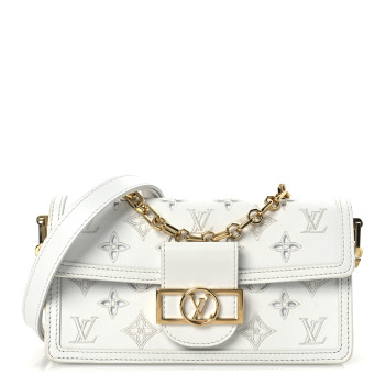 LOUIS VUITTON Calfskin LV Broderie Dauphine East West White