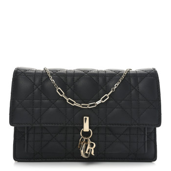 CHRISTIAN DIOR Lambskin Cannage Miss Dior Chain Pouch Black