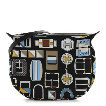 HERMES Silk Sursoie To Go Pouch Bleu Marine Craie Black