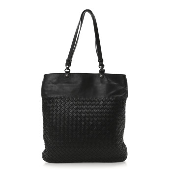 BOTTEGA VENETA Nappa Intrecciato Flat Shoulder Bag Black