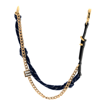 MIU MIU Nappa Rope Chain Logo Bag Charm Black Baltico