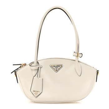 PRADA City Calfskin Small Triangle Shoulder Bag White