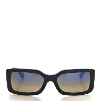 CHANEL Acetate Polarized Rectangle Sunglasses 5526 Black