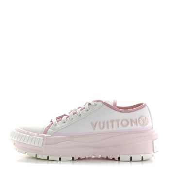 LOUIS VUITTON Canvas LV Squad Sneakers 38 White Pink