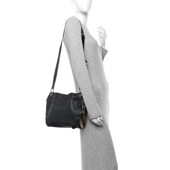 BURBERRY Grainy Calfskin House Check Small Bingley Black