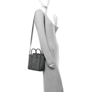 CELINE Baby Drummed Calfskin Nano Luggage Kohl