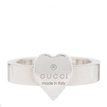 GUCCI Sterling Silver Trademark Heart Ring 50 5.5