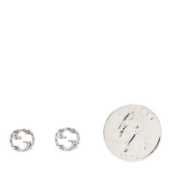 GUCCI Sterling Silver Textured Interlocking G Stud Earrings